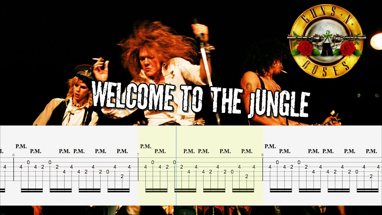 GUNS N' ROSES - WELCOME TO THE JUNGLE Guitar Tab | Guitar Cover | Karaoke | Tutorial Guitar | Lesson | Instrumental | No Vocal