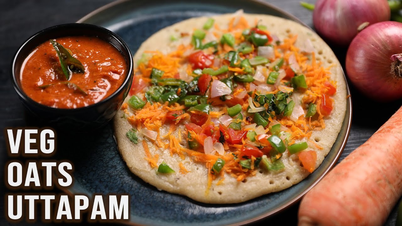 Healthy Vegetable Oats Uttapam Recipe | Quick Breakfast For Tiffin Box: Students, Bachelors, Kids