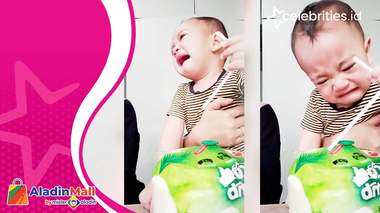 Kocak! Aksi Rayyanza Gak Sabar Masukan Sedotan sampai Nangis, Netizen Malah Ketawa