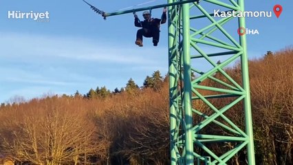 Kastamonu'da 600 metre yükseklikteki bu salıncağa binmek yürek istiyor