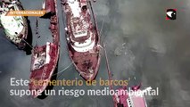 Advierten el riesgo ambiental que tiene Río de Janeiro por un cementerio de barcos