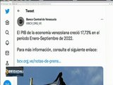 PIB de la economía venezolana creció 17,73% en el período Enero-Septiembre de 2022