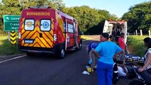 Motociclista e garupa ficam feridos após serem 'fechados' por veículo no trevo de Lovat