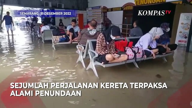Penampakan Banjir Stasiun Semarang Tawang Jelang Tahun Baru, Sejumlah Perjalanan Terganggu