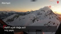 Görüntüler İtalya'dan... Hafif uçak dağa acil iniş yaptı