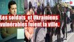 Ukraine : Les soldats de zelensky et Ukrainiens vulnérables fuient la ville.