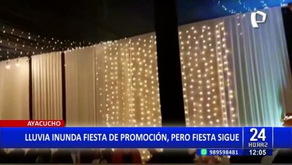 Fiesta de promoción termina inundada por lluvias, pero continúan festejando