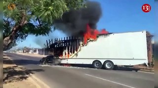 Streets blocked due to burning buses after firefight involving captured Ovidio Guzman