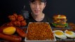 ASMR MUKBANG | Fried Chicken, Black Bean Fire Noodles, Triple Cheeseburger, Sausage | Zach Choi Asmr