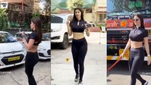 Salman Khan's New Bhabhi Giorgia Andriani Flaunts Her Huge Figure In Tight Transparent Gym Outfit