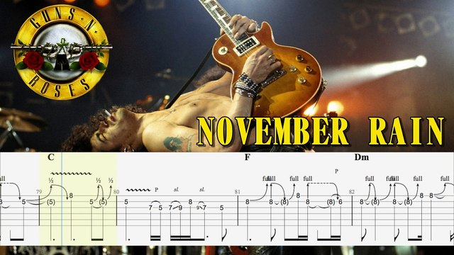 GUNS N' ROSES - NOVEMBER RAIN Guitar Tab | Guitar Cover | Karaoke | Tutorial Guitar | Lesson | Instrumental | No Vocal