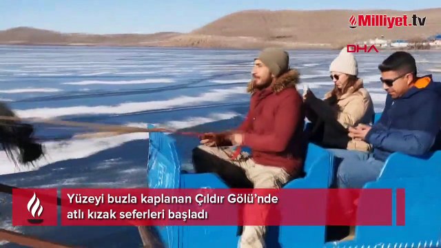 Hava sıcaklığı -17! Çıldır Gölü'nde atlı kızak seferleri