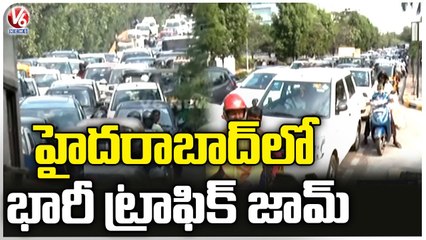 Heavy Traffic Jams On Hyderabad Roads On The Occassion Of New Year V6 News