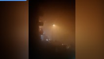 Napoli avvolta nella nebbia  dopo i fuochi d'artificio di Capodanno