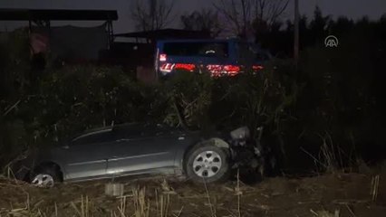 Tarlaya devrilen otomobildeki 3 kişi yaralandı