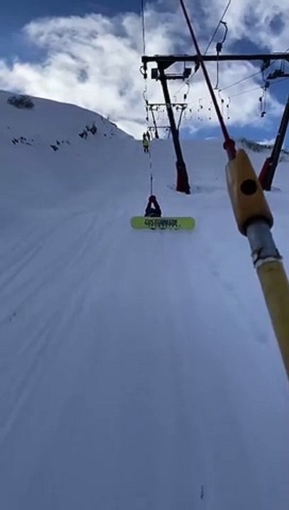 Man Can't Hold Himself Up on Ski Lift