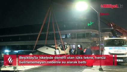 Bebek Sahili'nde su alan lüks tekne battı
