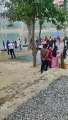 New Year Celebration in cold weather, crowd in temple or tourist place