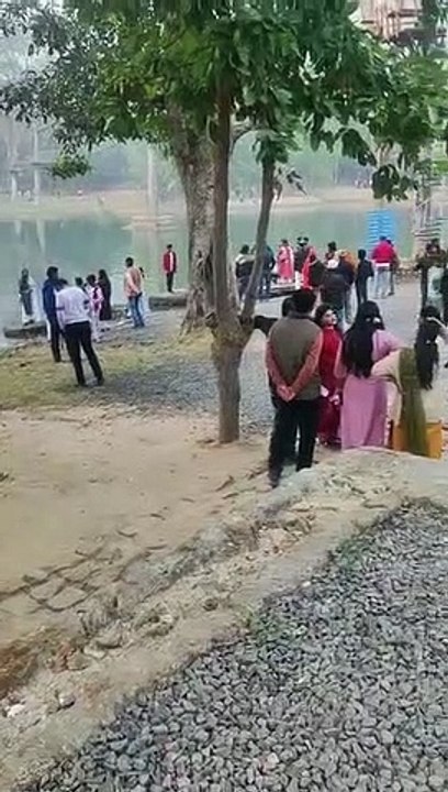 New Year Celebration in cold weather, crowd in temple or tourist place