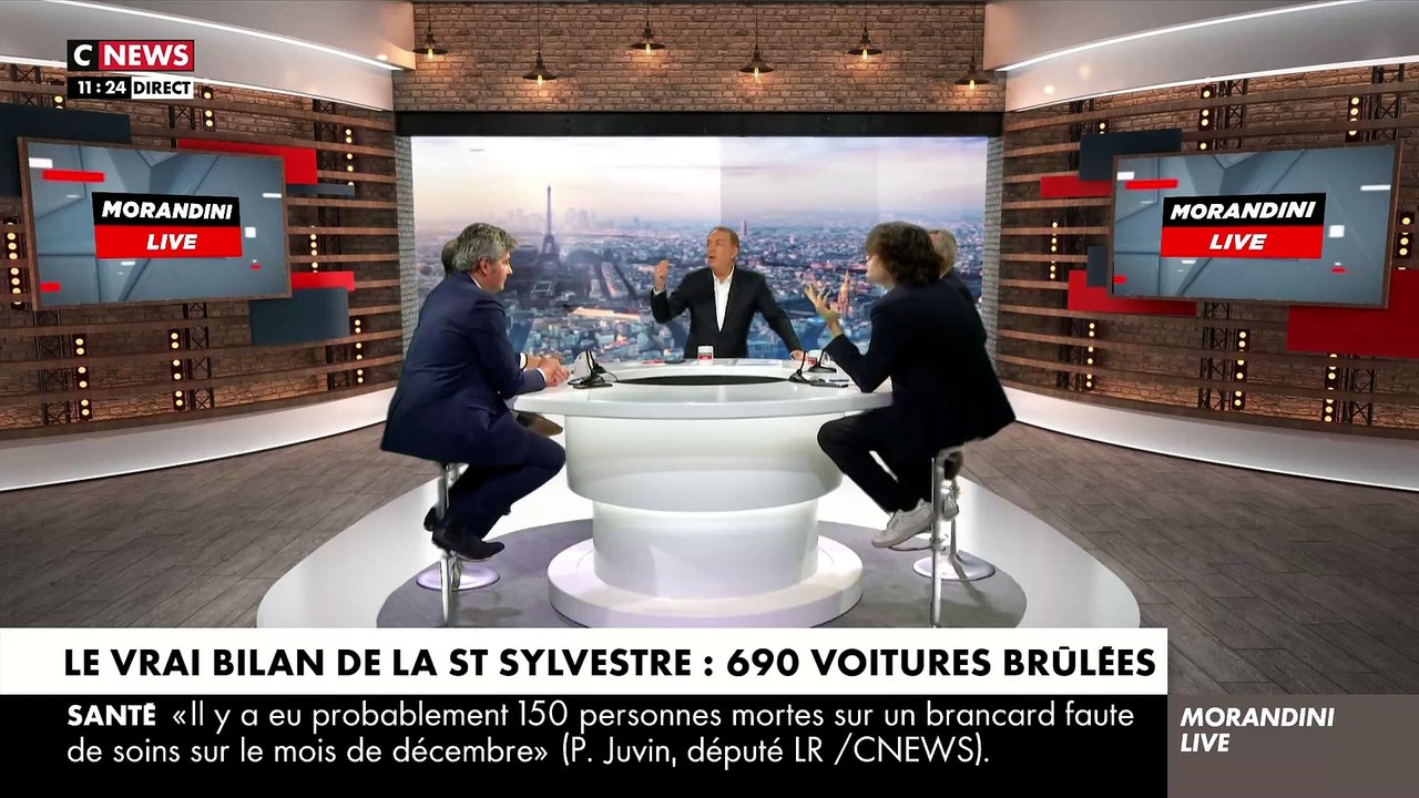 L'essayiste Mathieu Slama fait polémique dans "Morandini Live" en affirmant que 700 voitures brûlées pour la St-Sylvestre "c'est n'est pas très grave"