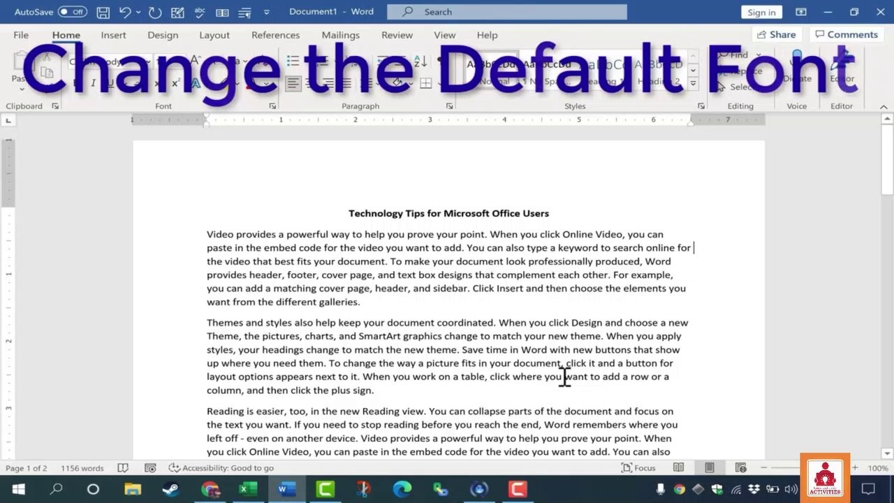Change the Default Font for All Word Docs