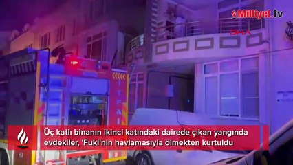 Alevler içinde korku dolu anlar! 'Fuki'nin havlaması ölümden kurtardı