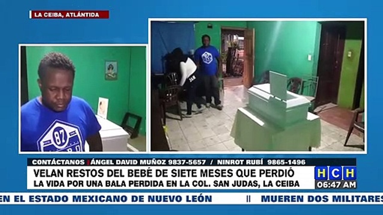 ¡Doloroso! Velan a bebé de 7 meses alcanzado por una bala durante tiroteo en La Ceiba