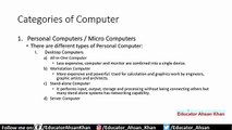 Categories of Computers _ Educator Jobs Preparation PPSC 2021 Lecture 4 Intro to