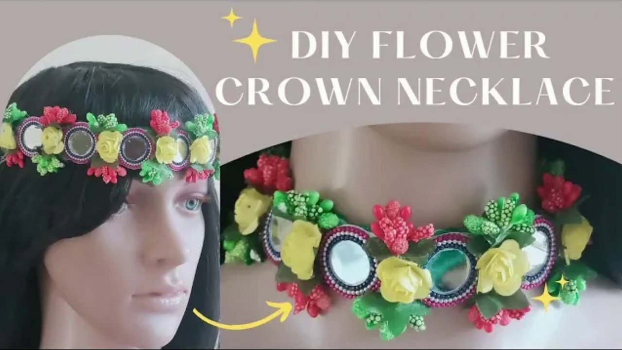 DIY Twinkling Glass Necklace | Making Flower Tiara Crown for Girls | Homemade | Handcrafted