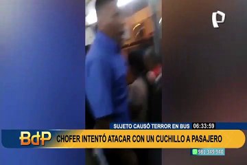 Causó terror: chofer de bus intentó atacar con un cuchillo a pasajero