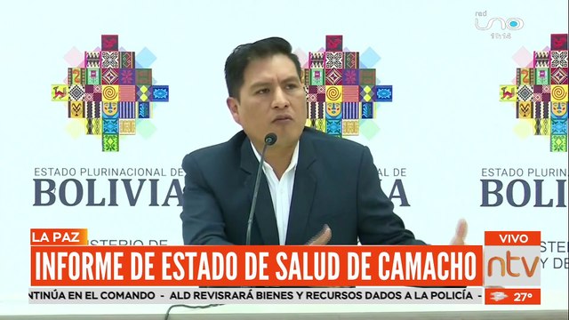 El ministro de salud Yeison Auza presenta un informe del estado de salud de Fernando Camacho