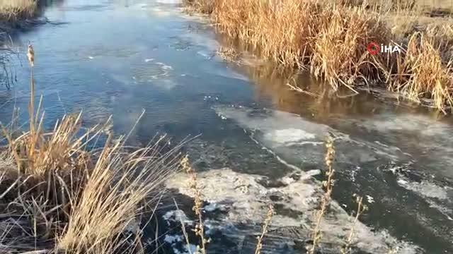 Karasu ve HES baraj gölü buz tuttu