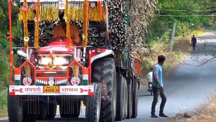 Arjun Mahindra 555 _ John deer  pulling sugarca