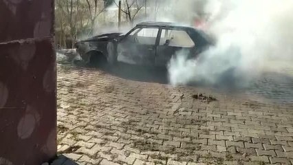 Park halindeyken yanan otomobil kullanılamaz hale geldi