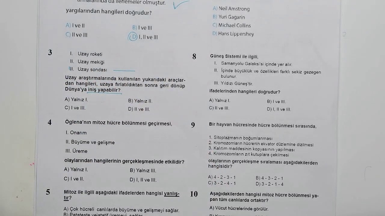 7.Sınıf Fen Bilimleri 1.Dönem 2.Yazılı Soruları ve Cevapları