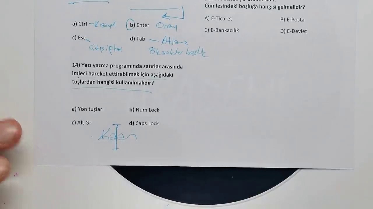 6.Sınıf Bilişim Teknolojileri 1.Dönem 2.Yazılı Soruları ve Çözümü Yeni
