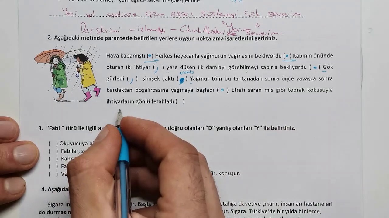 5.Sınıf Yazarlık ve Yazma Becerileri 1.Dönem 2.Yazılı Soruları ve Cevapları