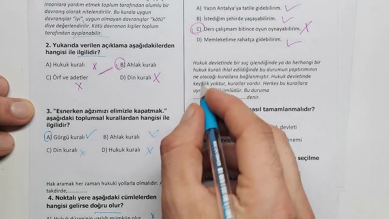 Hukuk ve Adalet 1.Dönem 2.Yazılı Soruları ve Cevapları (6.Sınıf , 7.Sınıf )