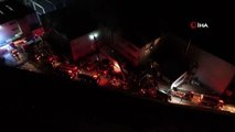 Tekstil fabrikasında korkutan yangın: İtfaiye müdahalesi havadan görüntülendi