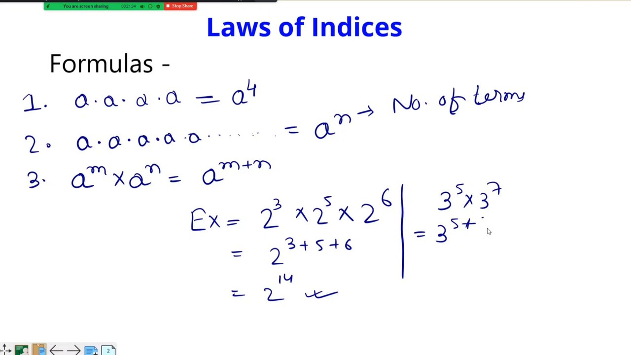Laws of Indices Class 9 घात और घातांक के नियम Rules Of Indices