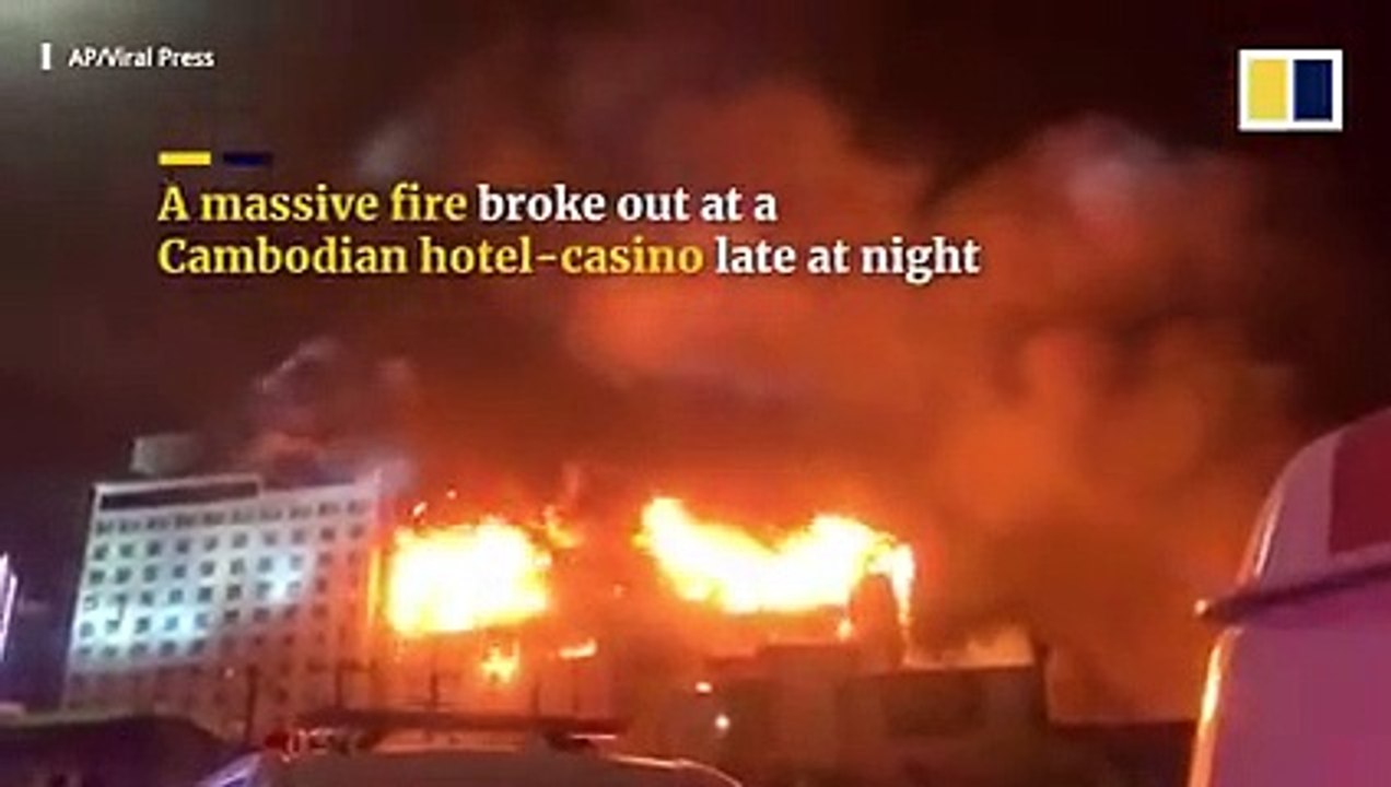 Massive fire engulfs Cambodian casino, people jump out of windows to escape