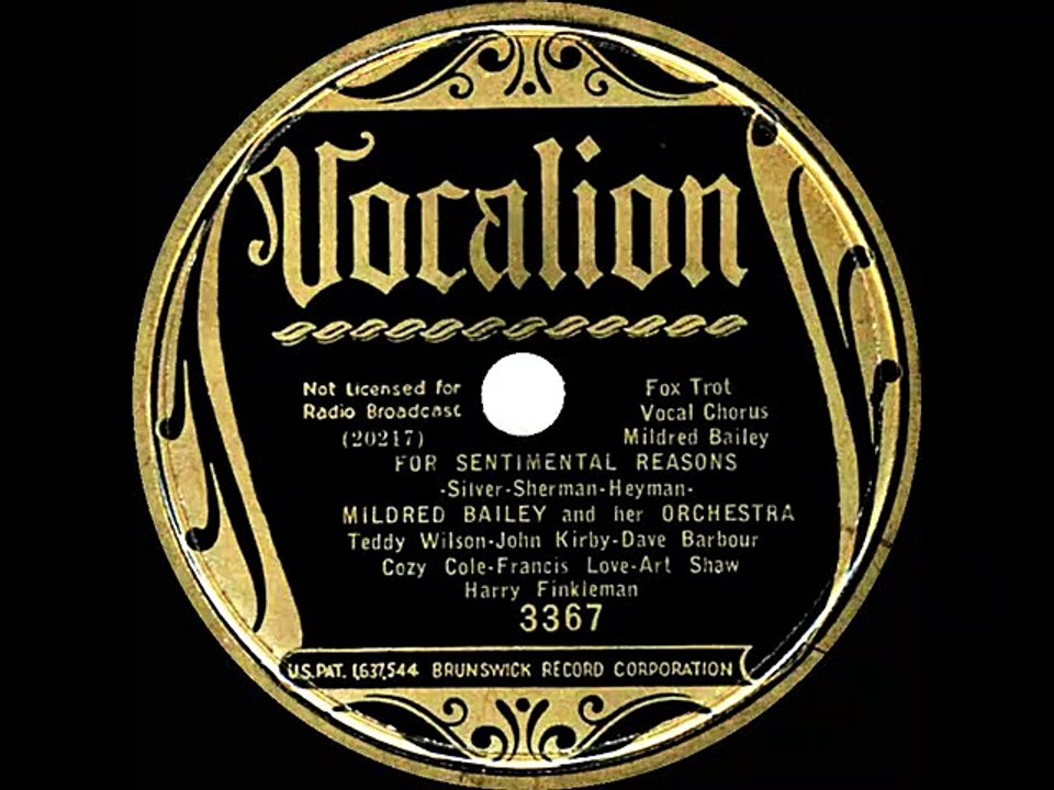 1936 Mildred Bailey Her Orchestra For Sentimental Reasons