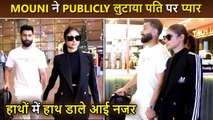 Mouni Roy Walks Hand In Hand With Husband Suraj Nambiar, Actress Shows Concern For Paps
