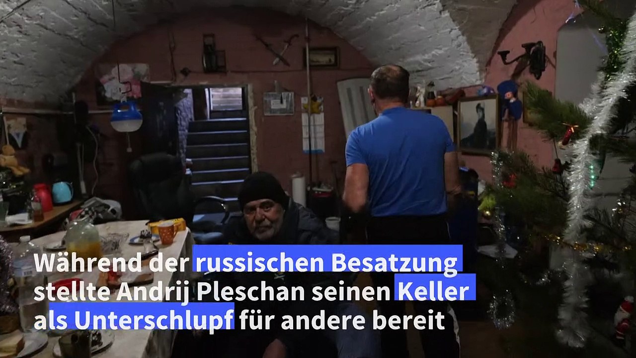 Ein Leben im Keller in Isjum in der Ukraine