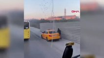 İstanbul’da taksici, kaldırımdaki scooterlı kadına çarpıp yoluna devam etti