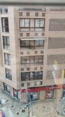 Le chat se tient soigneusement en équilibre sur la balustrade du balcon