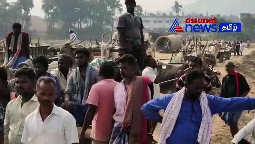 Watch : பாலாற்றில் குறைந்த விலையில் மணல் அல்ல கோரிக்கை! - மாட்டு வண்டி தொழிலாளர்கள் போராட்டம்!
