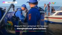 Prajurit TNI AL Evakuasi Puluhan Korban Speed Boat Tenggelam