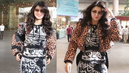 Urvashi Rautela Black & White Tracksuit में Airport पर ढाया कहर, Watch Video | *Entertainment