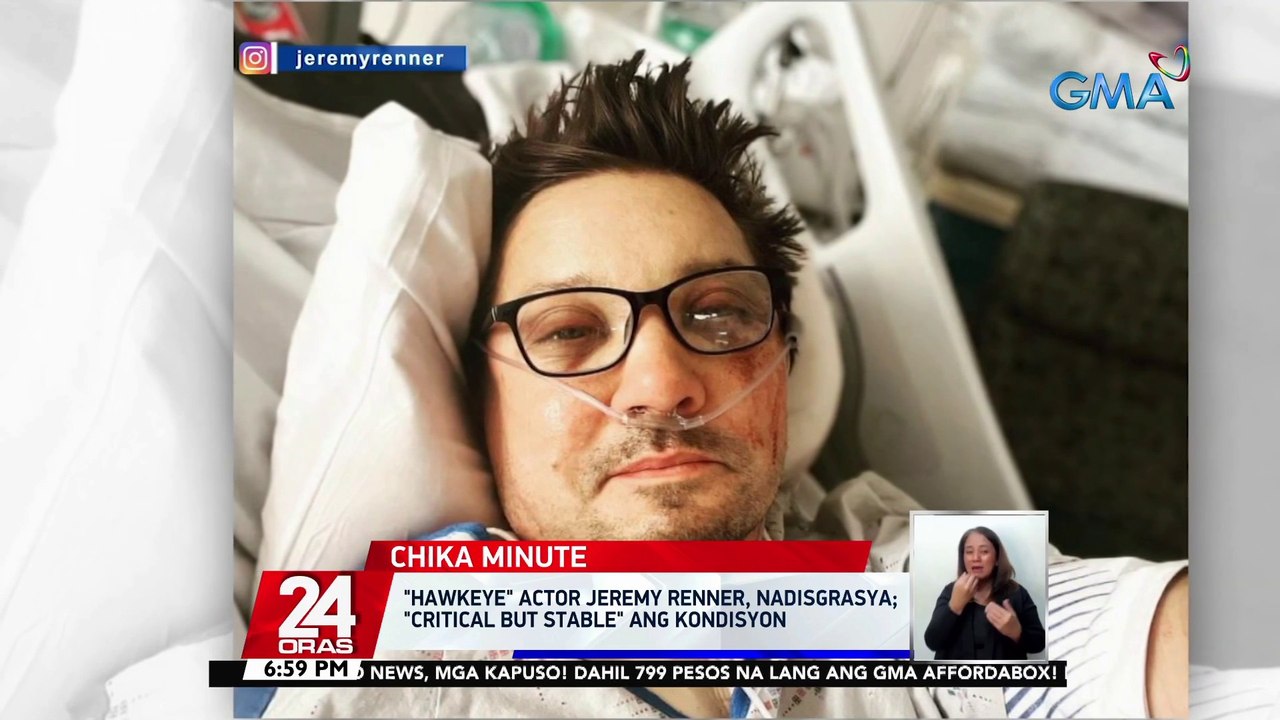 "Hawkeye" actor Jeremy Renner, nadisgrasya; "critical but stable" ang kondisyon | 24 Oras